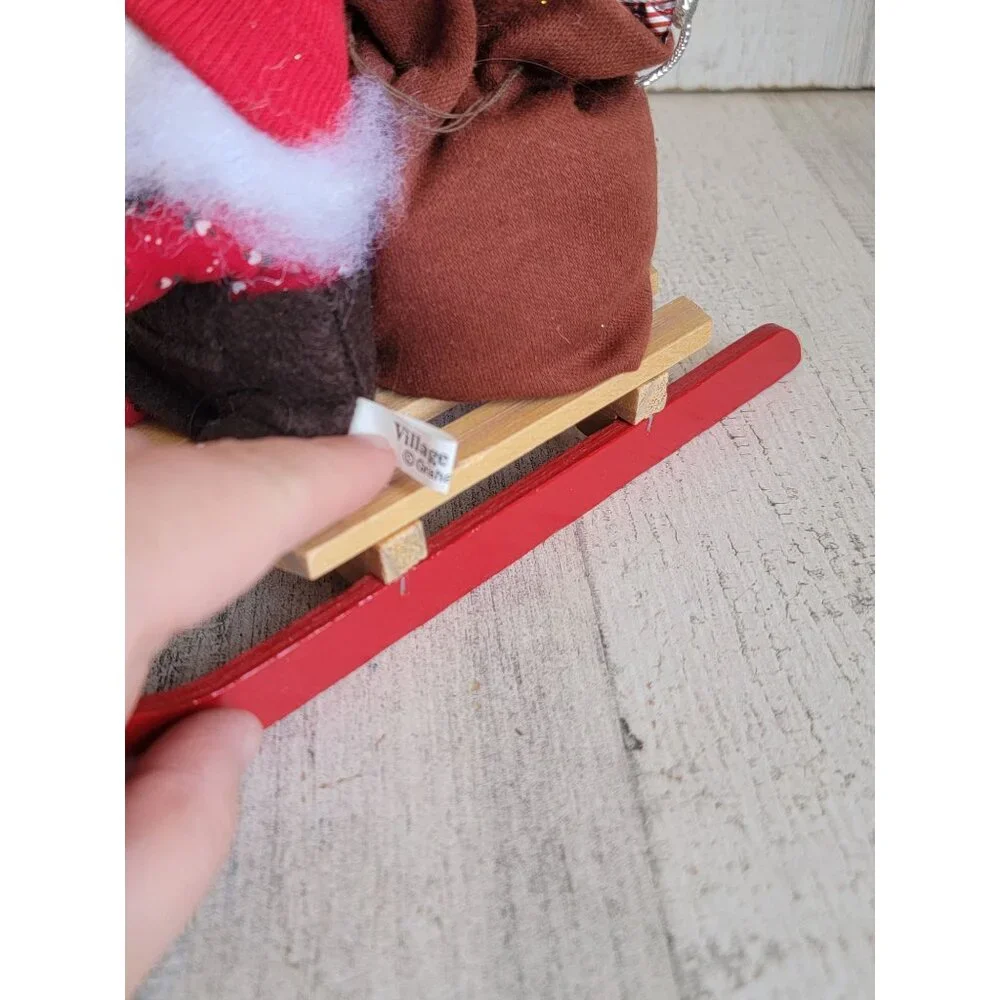 Village gnomes red sled‎ present tree Xmas Decor figure
